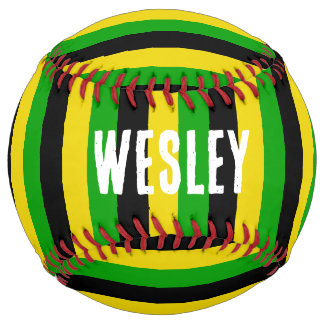 Jamaican Flag Colors Striped Softball