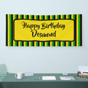 Jamaican Flag Coloured Happy Birthday Party Banner