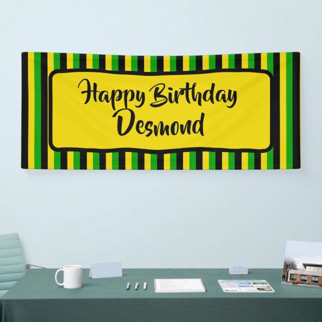 Jamaican Flag Coloured Happy Birthday Party Banner (Tradeshow)
