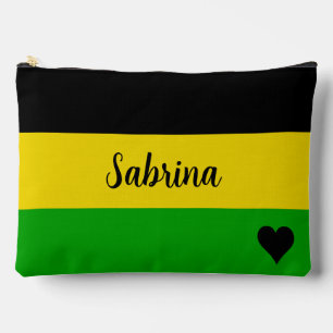 Jamaican Flag Coloured Striped Personalised Accessory Pouch