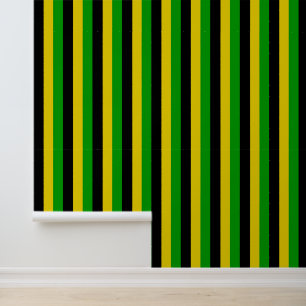 Jamaican Flag Colours Bold Striped Pattern Wallpaper