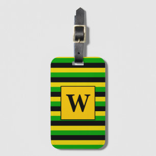 Jamaican Flag Colours Striped Monogram Luggage Tag