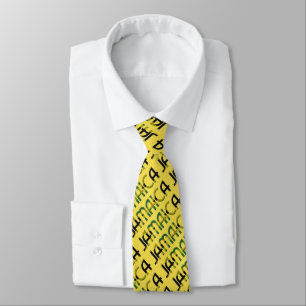 Jamaican Flag Colours Typography Pattern Tie