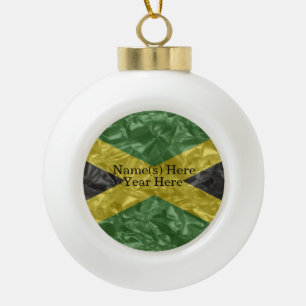 Jamaican Flag - Crinkled Ceramic Ball Christmas Ornament