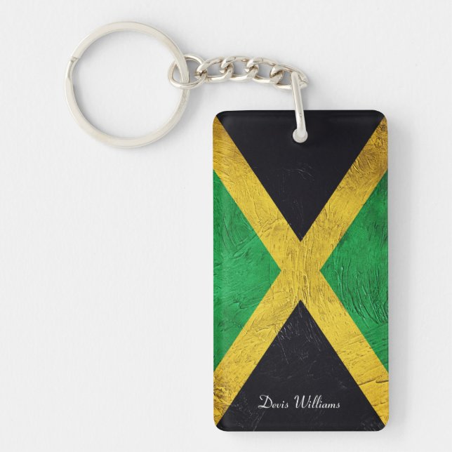 Jamaican Flag Custom name  Key Ring (Front)