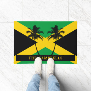 Jamaican Flag Family Name Doormat