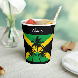 Jamaican Flag Happy Birthday Patriotic Paper Cups