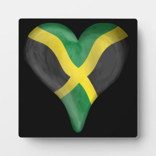 Jamaican Flag In A Heart Plaque