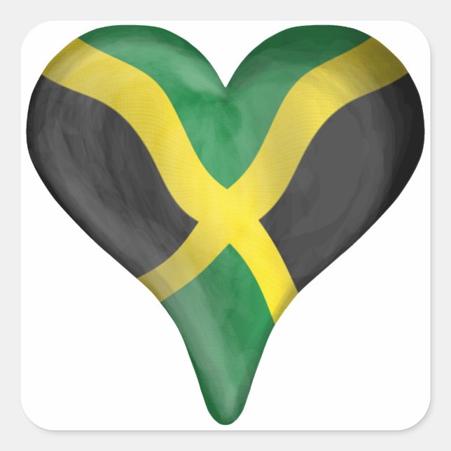 Jamaican Flag In A Heart Square Sticker (Front)