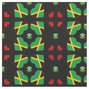 Jamaican Flag & Jamaica Hearts / fashion Fabric