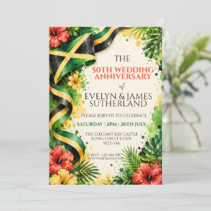 Jamaican Flag Kingston Reggae Tropical Floral Invitation