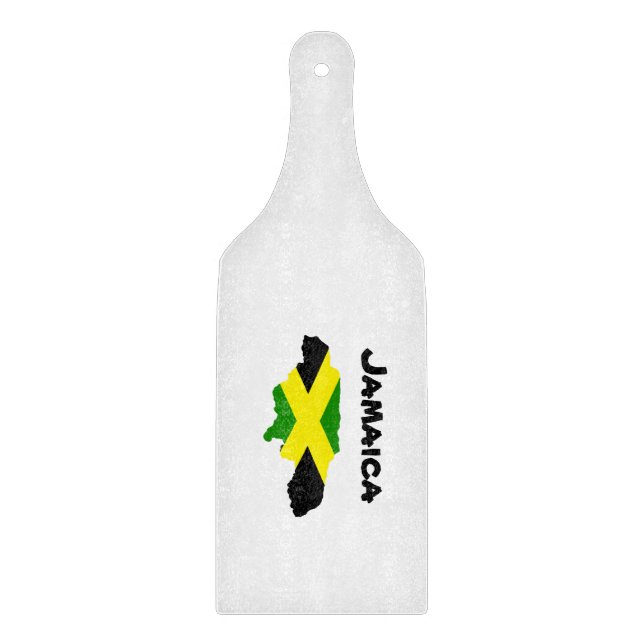 Jamaican Flag Map Stamped Cutting Board (Front)