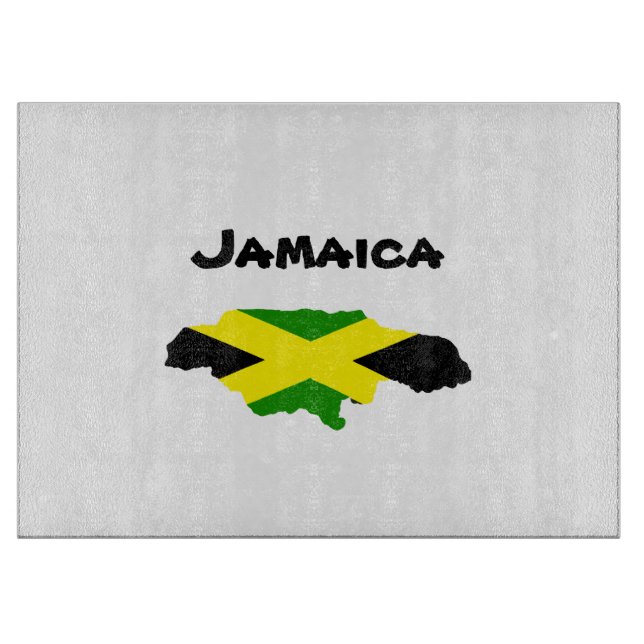 Jamaican Flag Map Stamped Cutting Board (Front)