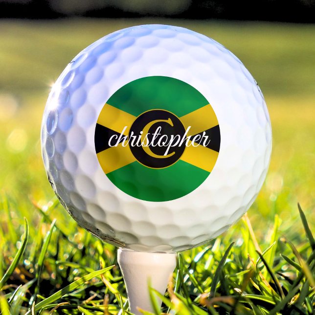 Jamaican Flag Name Monogram Golf Balls (Jamaica Jamaica flag monogram golf ball)