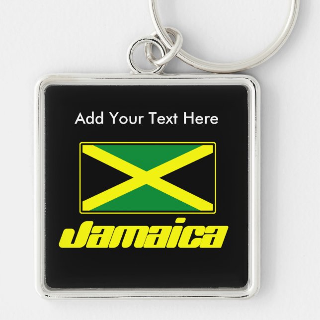 Jamaican Flag, Personalised Deluxe Keychain (Front)
