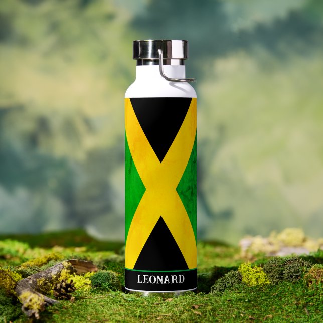 Jamaican Flag Personalised Water Bottle (Outdoor (Rotated))