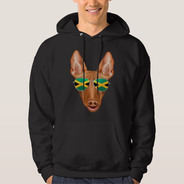 Jamaican Flag Pharaoh Hound Dog Jamaica Pocket Hoodie (Front)