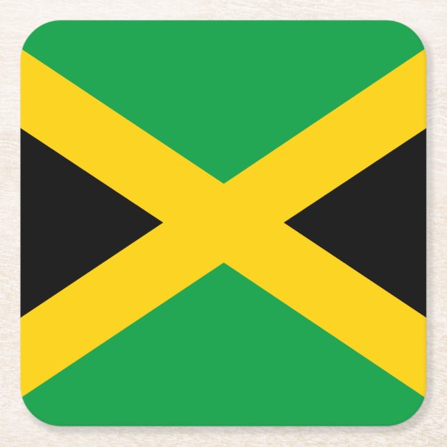 Jamaican Flag Square Paper Coaster (Front)