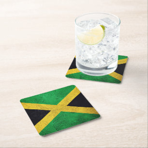 Jamaican Flag Square Paper Coaster