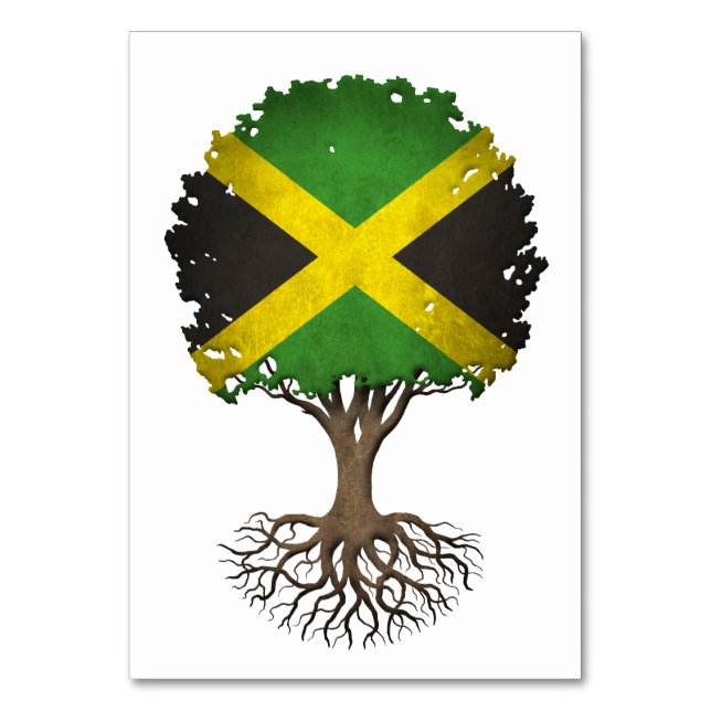 Jamaican Flag Tree of Life Customisable Table Number (Front)