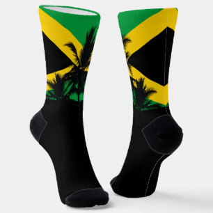 Jamaican Flag Tropical Palm Trees Socks