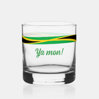 Jamaican Flag Ya Mon Whiskey Glass