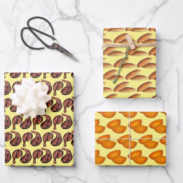 Jamaican Food Jerk Chicken Bulla Cakes Beef Patty Wrapping Paper Sheet (Front)