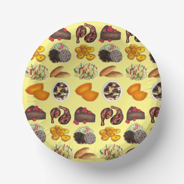 Jamaican Foods Caribbean Island Cuisine Cooking Paper Plate (Front)