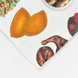 Jamaican Foods Caribbean Island Cuisine Print Fleece Blanket
