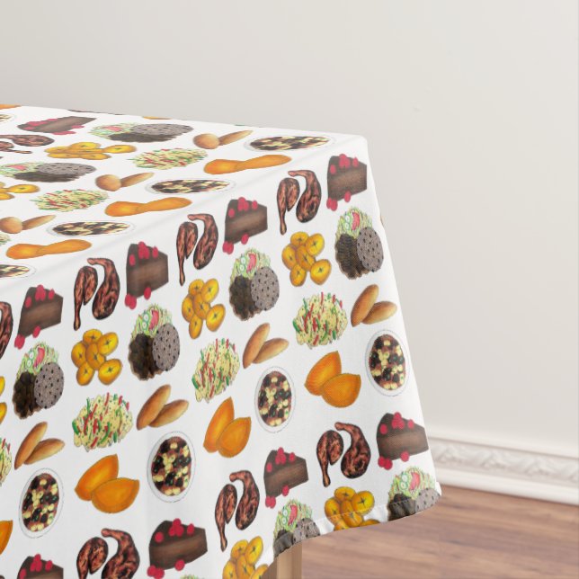 Jamaican Foods Caribbean Island Cuisine Print Tablecloth (In Situ)