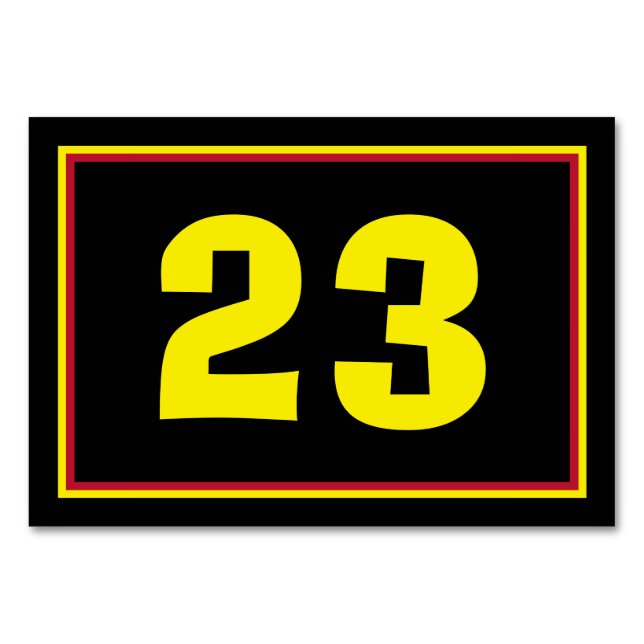 Jamaican Fun Vibrant Black Yellow Restaurant Table Number (Front)