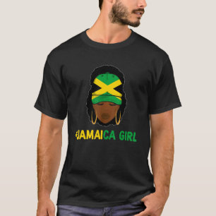 Jamaican Girl Afro Jamaica Flag Hat Cool Pride Pat T-Shirt