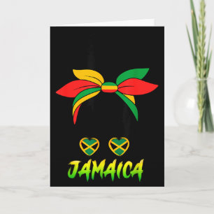 Jamaican Girl Jamaica Flag Pride Black Woman Afro  Card