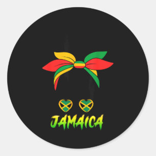 Jamaican Girl Jamaica Flag Pride Black Woman Afro Classic Round Sticker