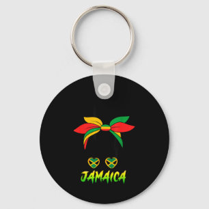 Jamaican Girl Jamaica Flag Pride Black Woman Afro Key Ring