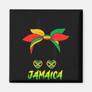 Jamaican Girl Jamaica Flag Pride Black Woman Afro Magnet