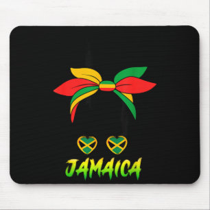 Jamaican Girl Jamaica Flag Pride Black Woman Afro  Mouse Mat