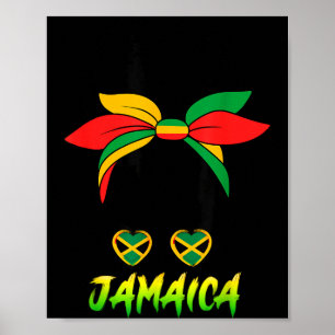 Jamaican Girl Jamaica Flag Pride Black Woman Afro  Poster
