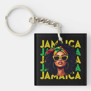 Jamaican Girl Jamaica Flag Proud Jamaican Women Key Ring