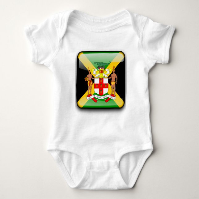 Jamaican glossy flag baby bodysuit (Front)