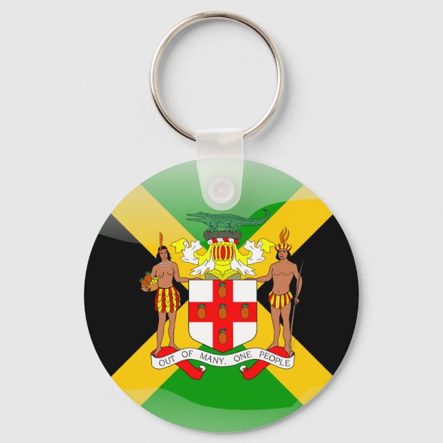 Jamaican glossy flag key ring (Front)