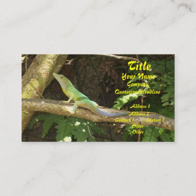 Jamaican Green Lizard Business Card (Front)
