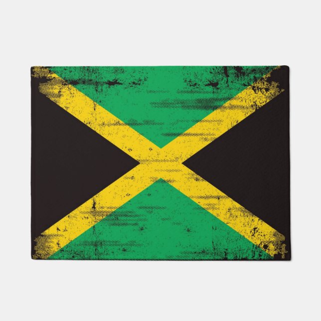Jamaican Grunge Flag Doormat (Front)
