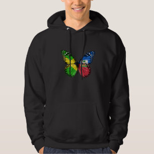 Jamaican Haitian Flag Butterfly Hoodie