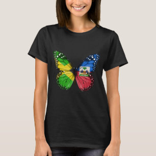 Jamaican Haitian Flag Butterfly T-Shirt