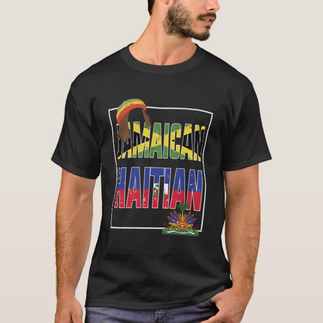 Jamaican Haitian Flag Shirt Half Jamaican Half Hai (Front)