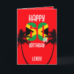 Jamaican Happy 60th Birthday Card<br><div class="desc">Happy 60th birthday greeting card with a Jamaican flag number 60 and palm trees. Customise the text on the front and inside,  to add your own names and messages</div>