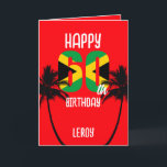 Jamaican Happy 60th Birthday Card<br><div class="desc">Happy 60th birthday greeting card with a Jamaican flag number 60 and palm trees. Customise the text on the front and inside,  to add your own names and messages</div>
