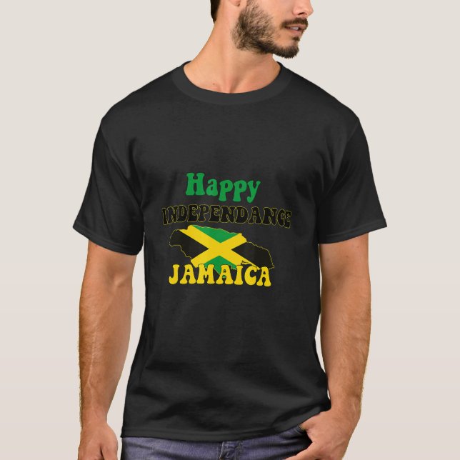 Jamaican Independance Day Jamaica Map And Flag T-Shirt (Front)