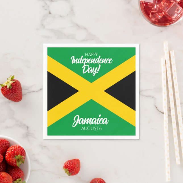 Jamaican Independence Day Jamaica National Flag Napkin (Insitu)